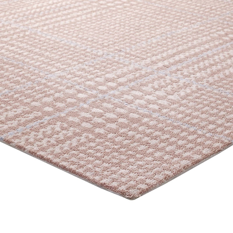 Kaja Black and White Synthetic Abstract Plaid Area Rug