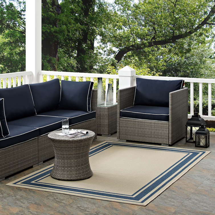 Elegant Gray and Beige Synthetic 8' x 10' Indoor/Outdoor Area Rug