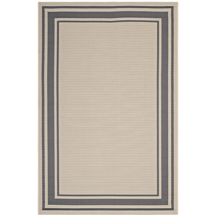 Elegant Gray and Beige Synthetic 8' x 10' Indoor/Outdoor Area Rug