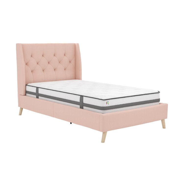 Elegant Gray Linen Upholstered Queen Platform Bed with Tufted Headboard