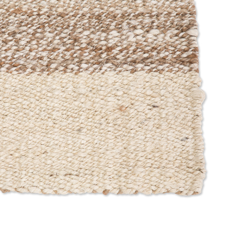 Handmade Ivory and Natural Jute Striped Rectangular Area Rug 6' x 9'