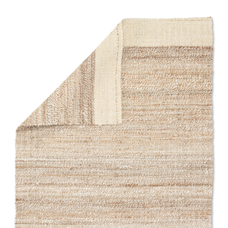 Handmade Ivory and Natural Jute Striped Rectangular Area Rug 6' x 9'