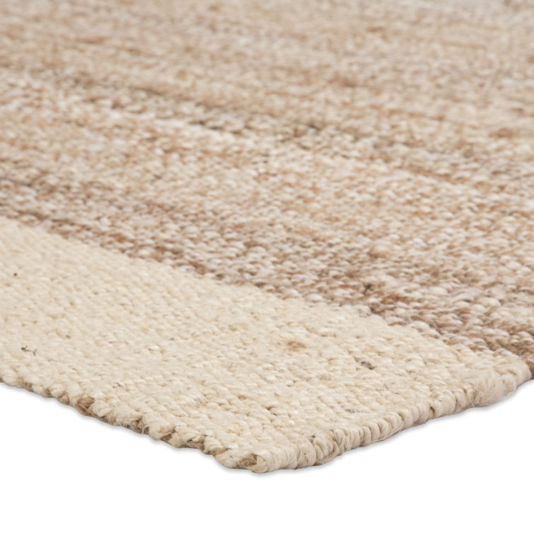 Handmade Ivory and Natural Jute Striped Rectangular Area Rug 6' x 9'