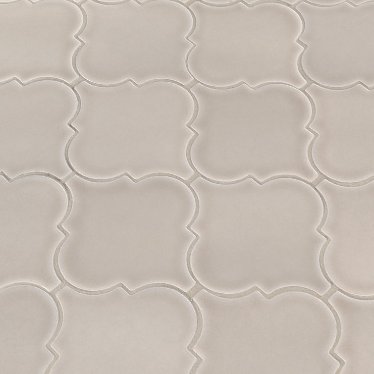 Portico Pearl Light Beige Ceramic Arabesque Mosaic Tile