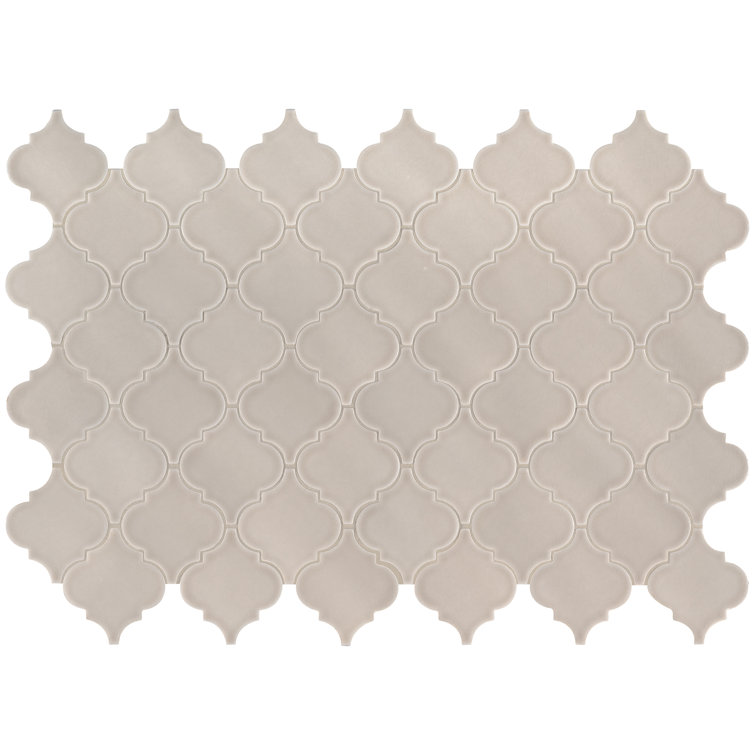 Portico Pearl Light Beige Ceramic Arabesque Mosaic Tile