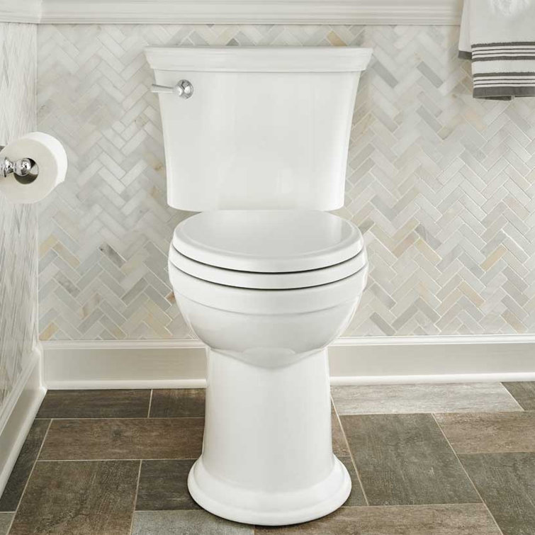 Heritage White Vitreous China Elongated Dual Flush Toilet