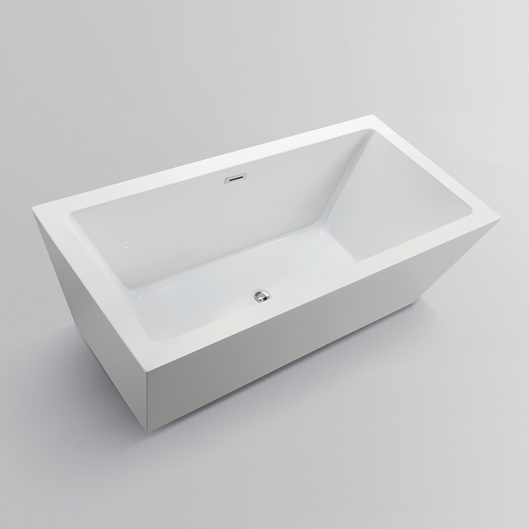Elena 59" White Acrylic Freestanding Soaking Bathtub