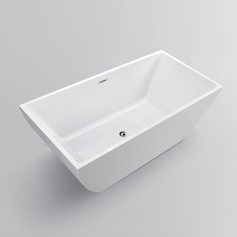 White Acrylic Freestanding Soaking Bathtub 59"
