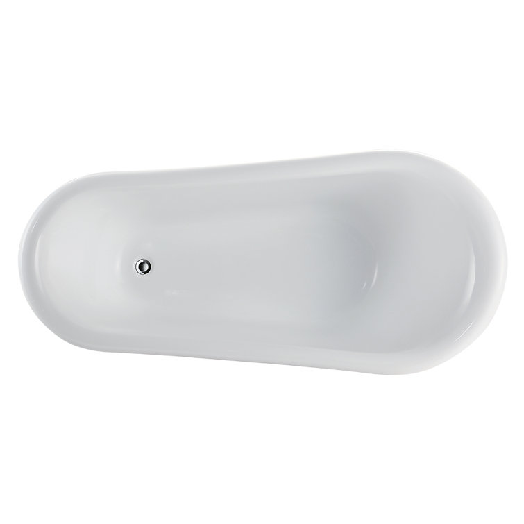 67" Red and White Acrylic Clawfoot Soaking Bathtub