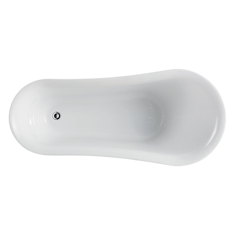 68.9" White Acrylic Clawfoot Freestanding Bathtub