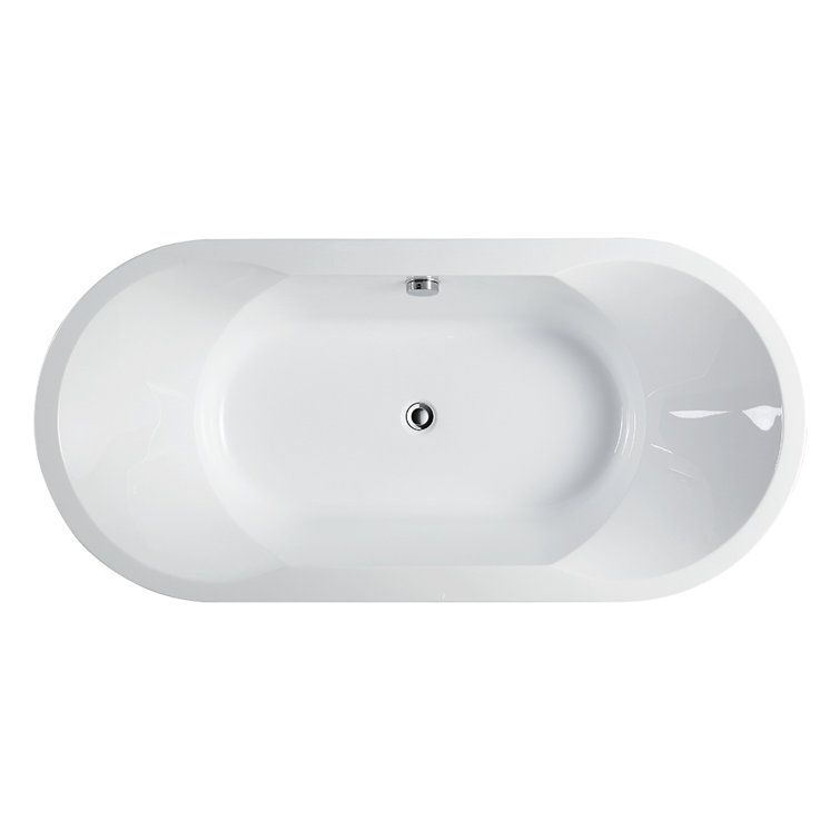67'' White Acrylic Freestanding Soaking Bathtub