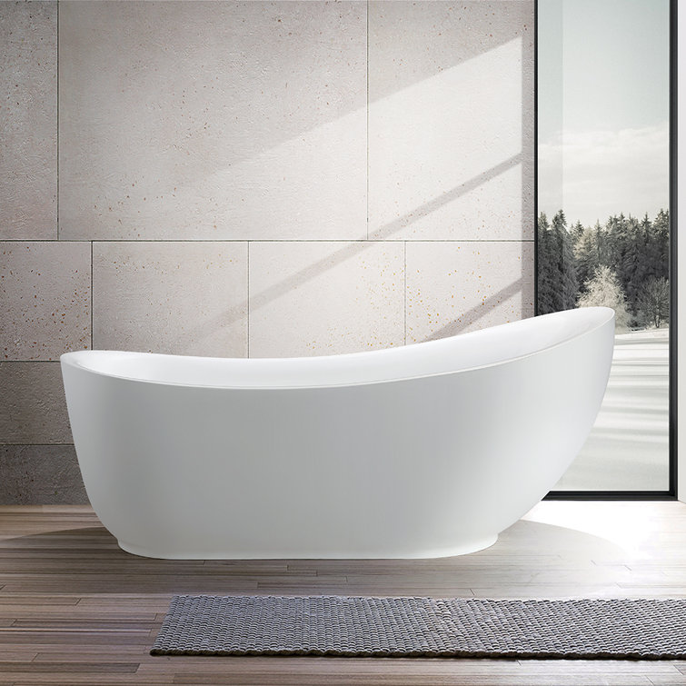 71'' White Acrylic Freestanding Soaking Bathtub