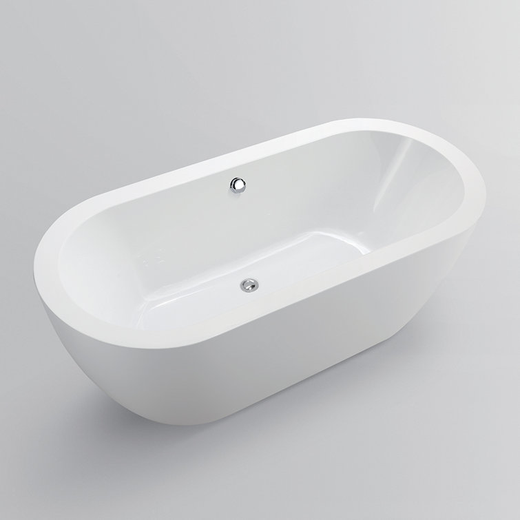 68" White Freestanding Acrylic Soaking Bathtub