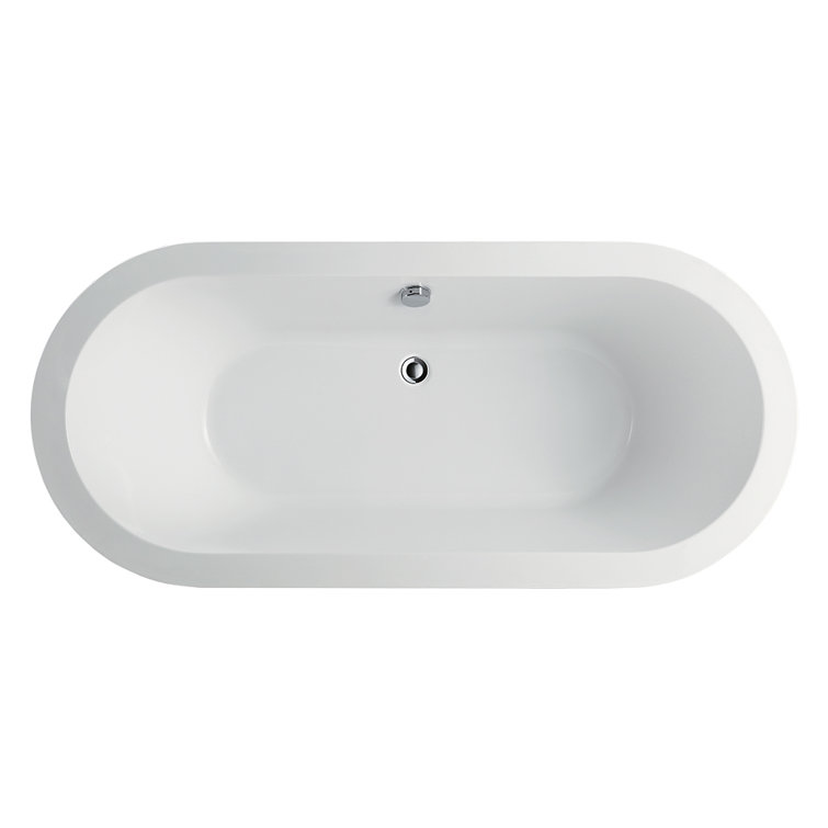 68" White Freestanding Acrylic Soaking Bathtub