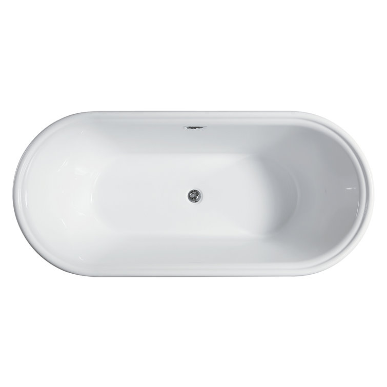 59" White Freestanding Acrylic Soaking Bathtub