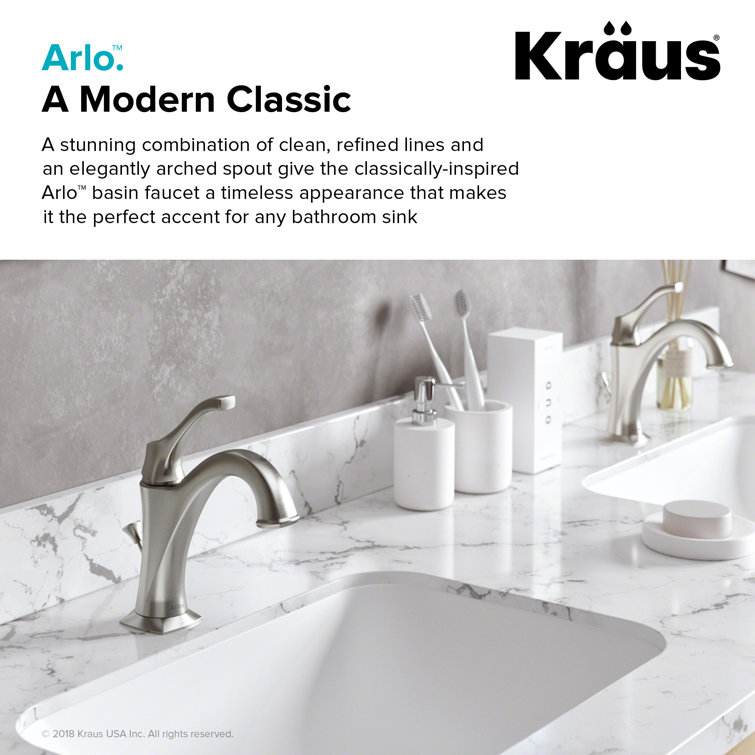 Arlo Spot-Free Brushed Nickel Single Handle Bathroom Faucet Set