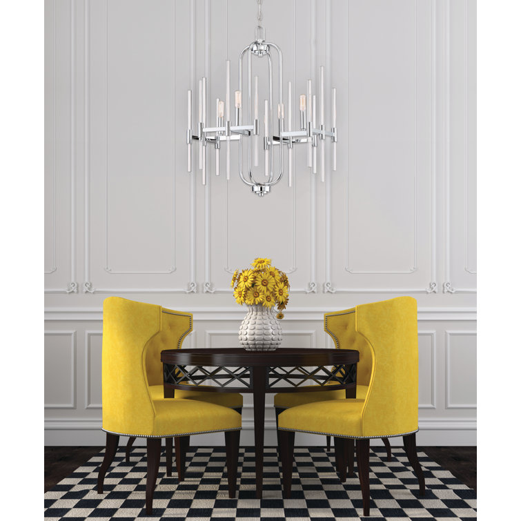 Sleek Chrome 4-Light Pillar Chandelier with Clear Glass Accents