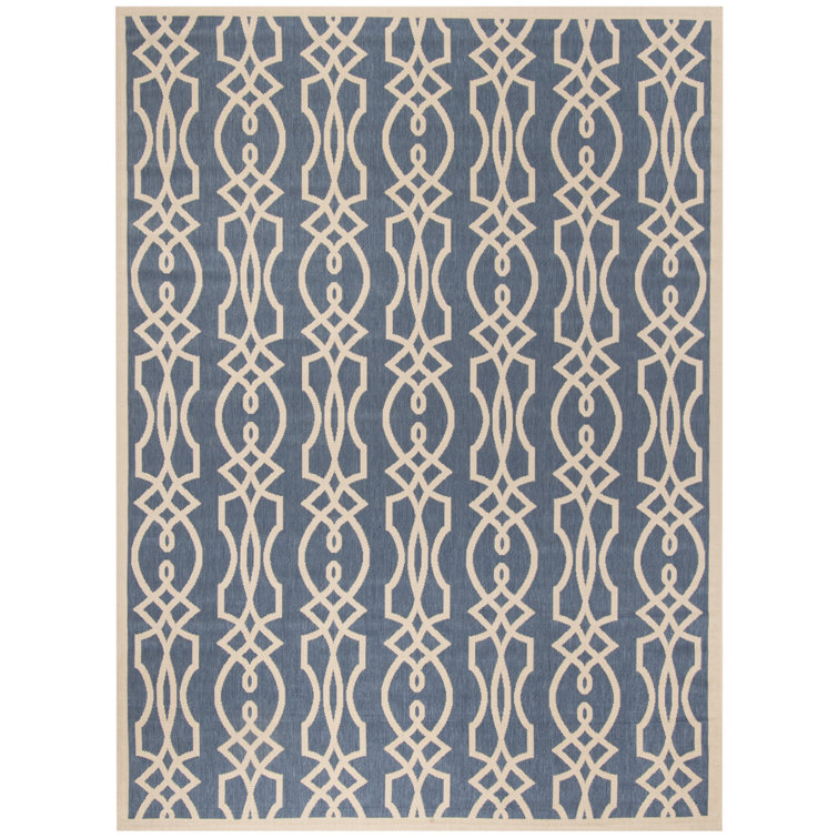 Handmade Reversible Blue Synthetic 5' x 7' Rectangular Rug