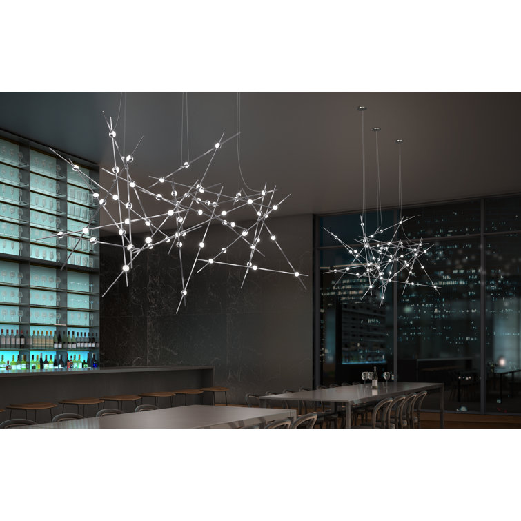Celestial Patterns 32" Satin Nickel LED Sputnik Chandelier