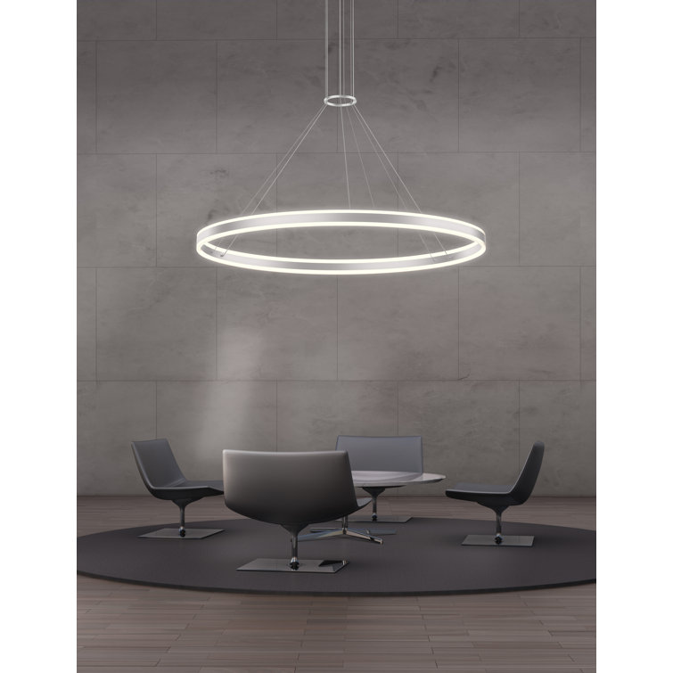 Bright Satin Aluminum LED Ring Chandelier