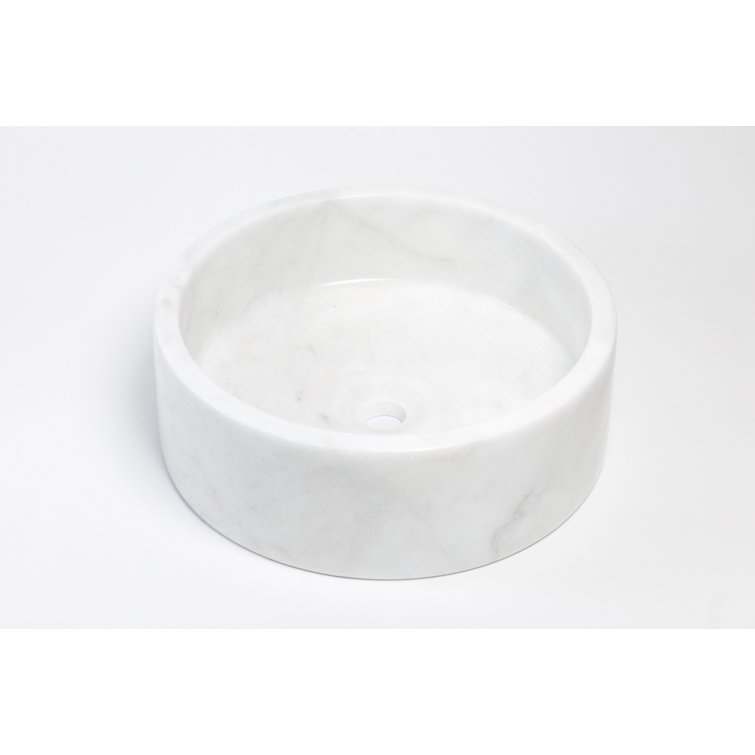 Blizz Blanc Marble Round Bathroom Vessel Sink
