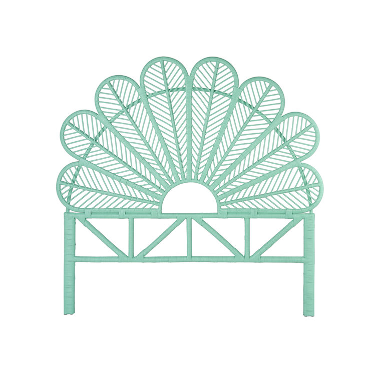 Natural Full Size Wicker Rattan Tropical Headboard
