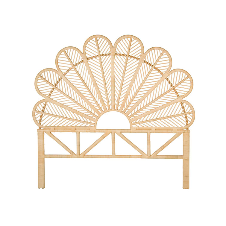Natural Full Size Wicker Rattan Tropical Headboard