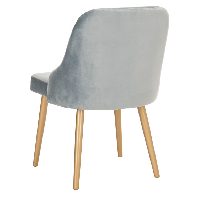 Slate Blue Velvet Upholstered Parsons Chair with Gold Legs