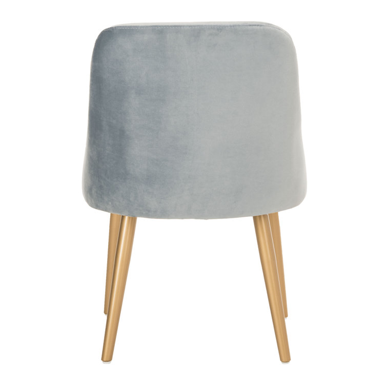 Slate Blue Velvet Upholstered Parsons Chair with Gold Legs