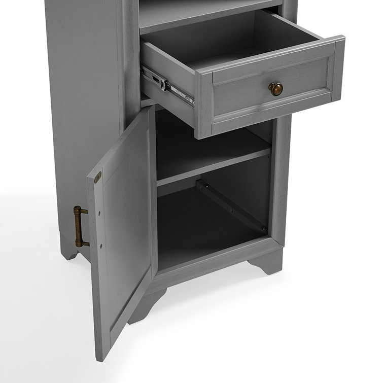 Tara Vintage Gray Tall Linen Cabinet with Adjustable Shelves