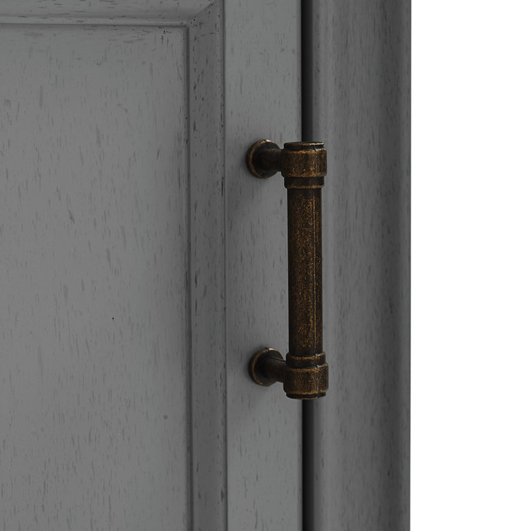 Tara Vintage Gray Tall Linen Cabinet with Adjustable Shelves