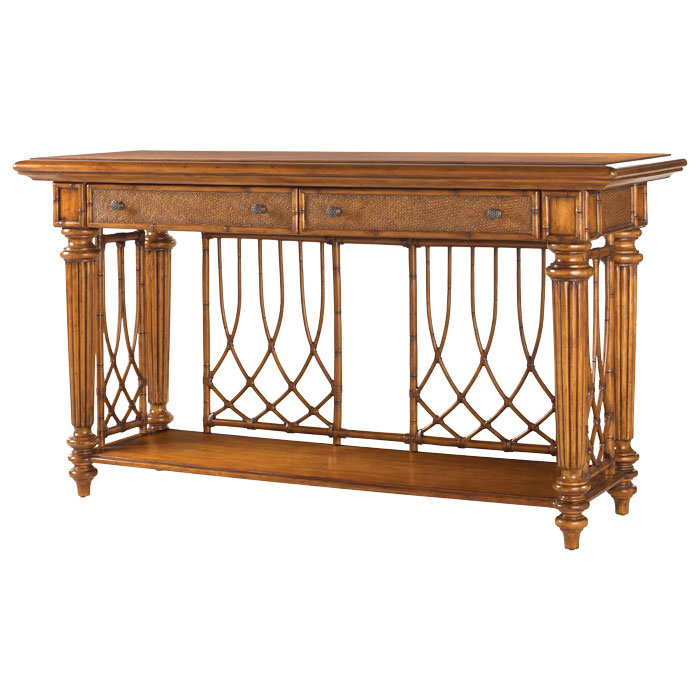 Estate Nassau 64" Brown Rattan Sideboard with Felt-Lined Drawers