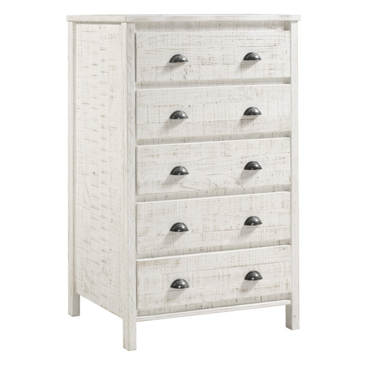 Baja Rustic White Pine 5-Drawer Dresser with Sophisticated Charm