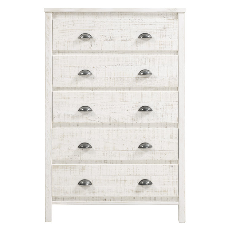 Baja Rustic White Pine 5-Drawer Dresser with Sophisticated Charm