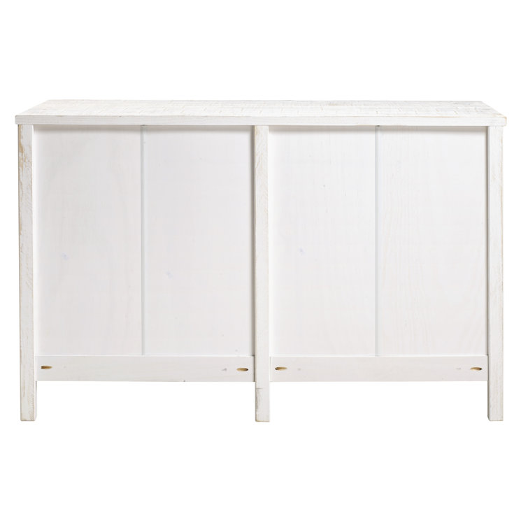 Farmhouse Baja Double 6-Drawer Dresser in Shabby White with Felt-Lined Drawers