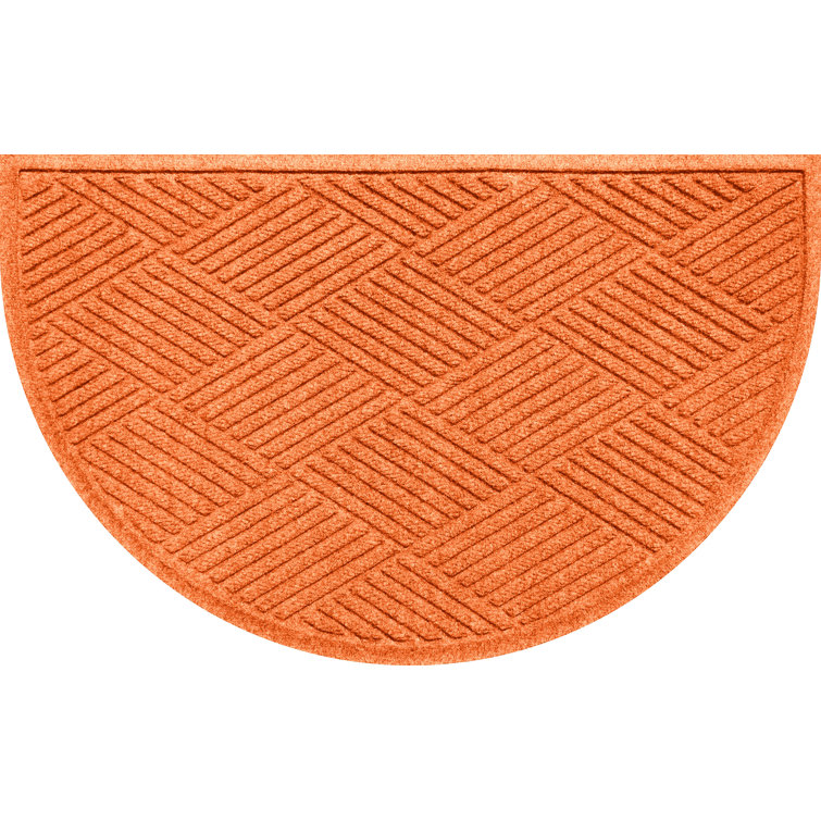 Half Oval Dark Brown Polypropylene Outdoor Doormat