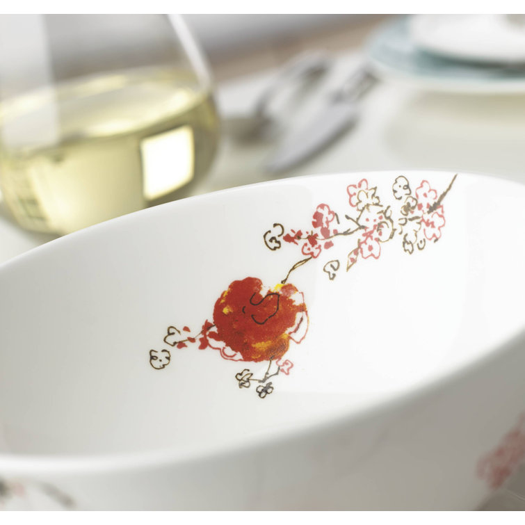 Chirp 4 Piece Bone China Place Setting with Teal Accents
