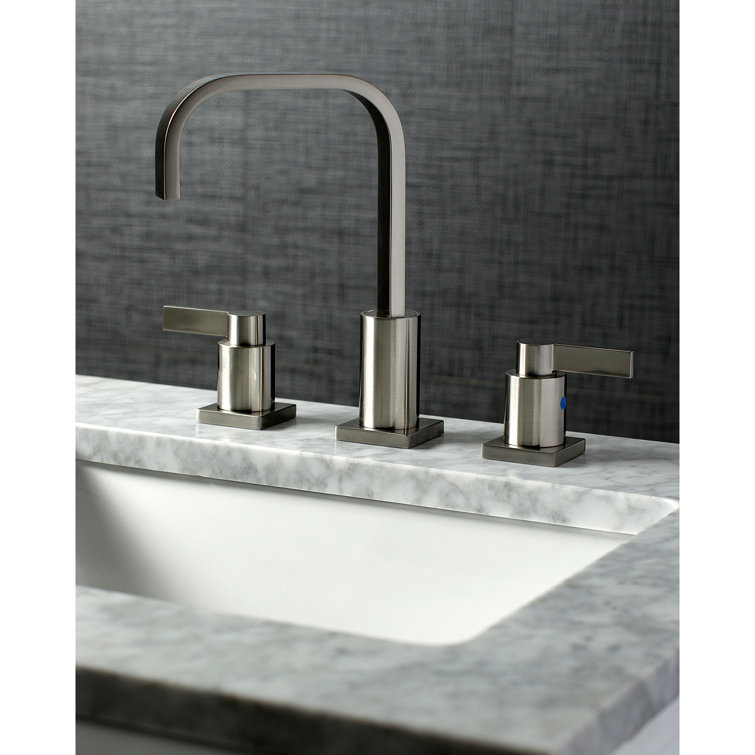 Brushed Nickel Modern Widespread Bathroom Faucet with Pop-Up Drain