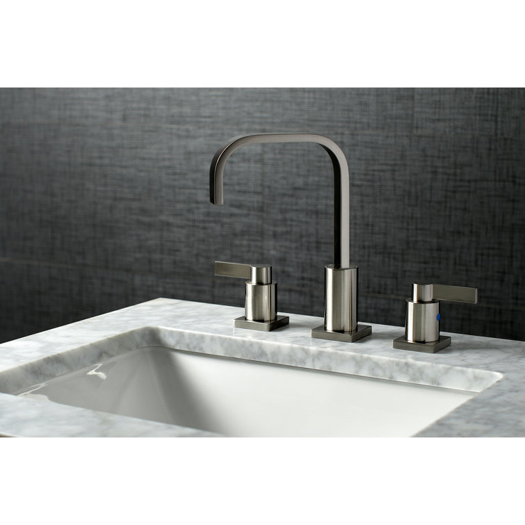 Brushed Nickel Modern Widespread Bathroom Faucet with Pop-Up Drain