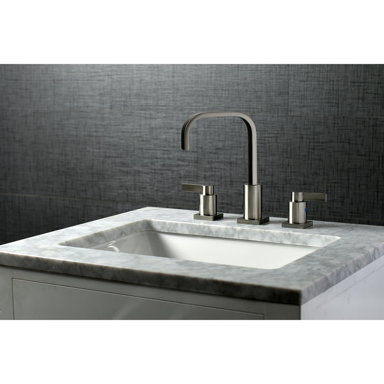 Brushed Nickel Modern Widespread Bathroom Faucet with Pop-Up Drain