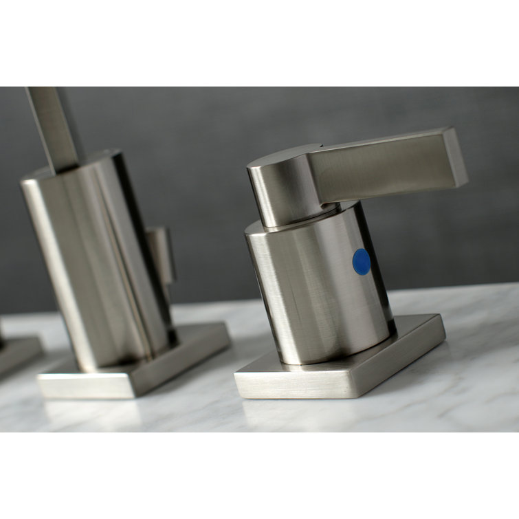 Brushed Nickel Modern Widespread Bathroom Faucet with Pop-Up Drain