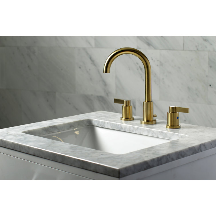 Brushed Brass Widespread Bathroom Faucet with Lever Handles