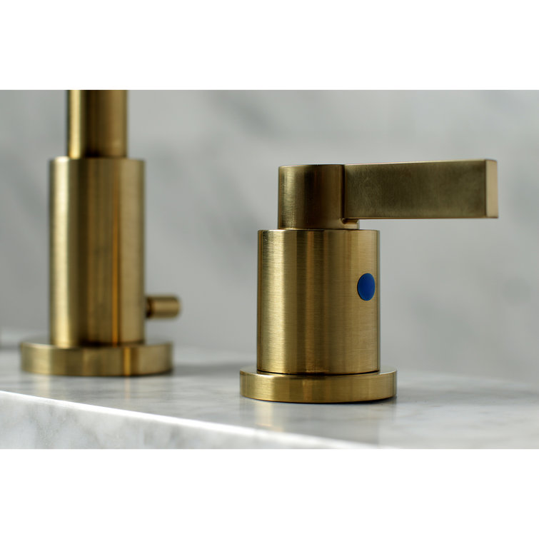 Brushed Brass Widespread Bathroom Faucet with Lever Handles