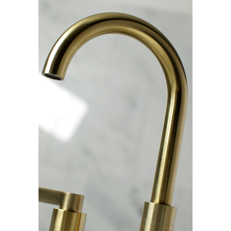Brushed Brass Widespread Bathroom Faucet with Lever Handles