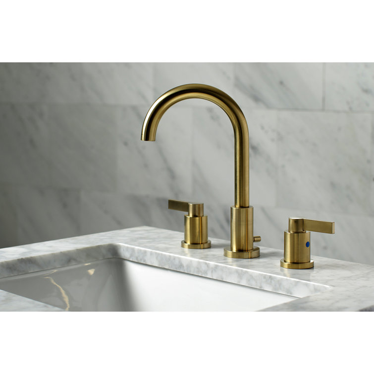 Brushed Brass Widespread Bathroom Faucet with Lever Handles