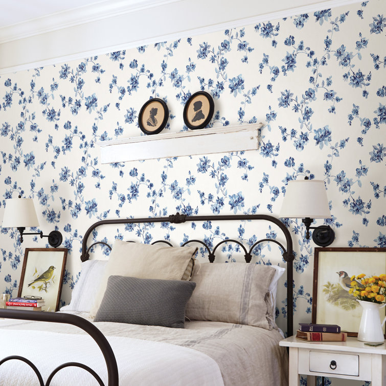 Cyrus Blue Floral NonVinyl Washable Wallpaper