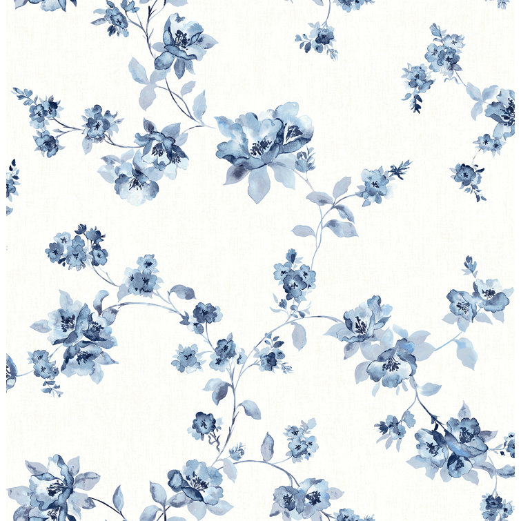 Cyrus Blue Floral NonVinyl Washable Wallpaper