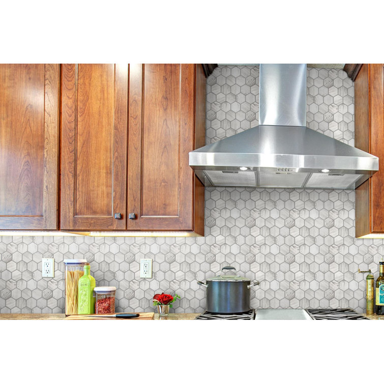 Echo Hex 3" Ivory Glass Mosaic Tile for Modern Indoor Spaces
