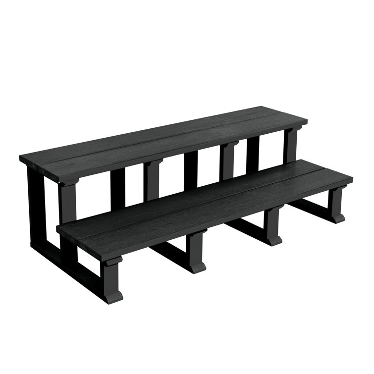 Highwood Black 47" Poly Lumber Two-Tier Hot Tub Steps