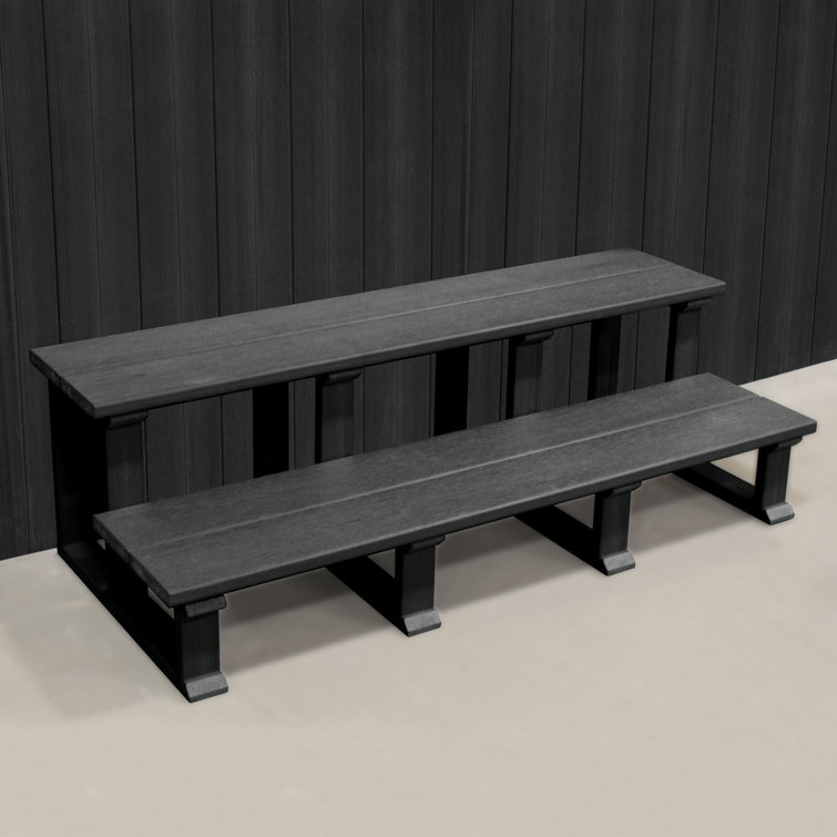 Highwood Black 47" Poly Lumber Two-Tier Hot Tub Steps
